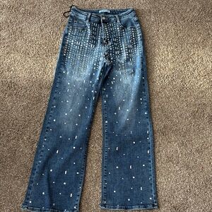 Rina Rossi Blue Studded Flare Jeans